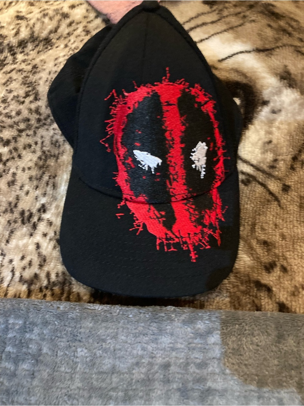 Marvel Black Baseball Cap with Red & White Deadpool Graphic